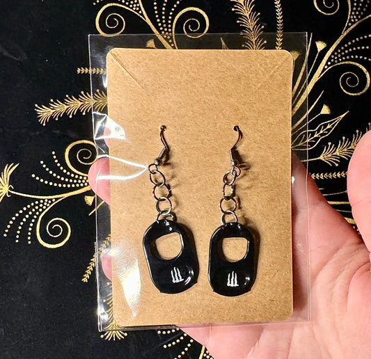 Black monster tab earrings