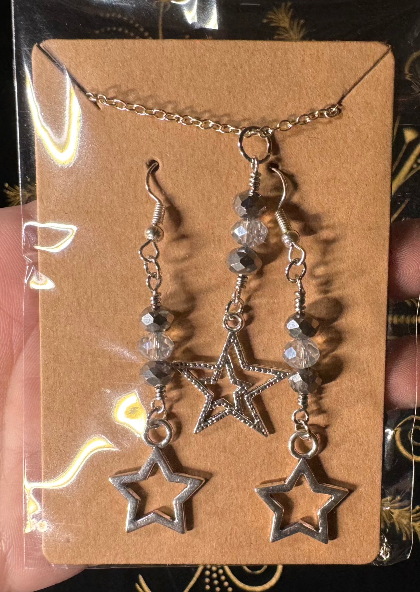 Star charm necklace and earring set