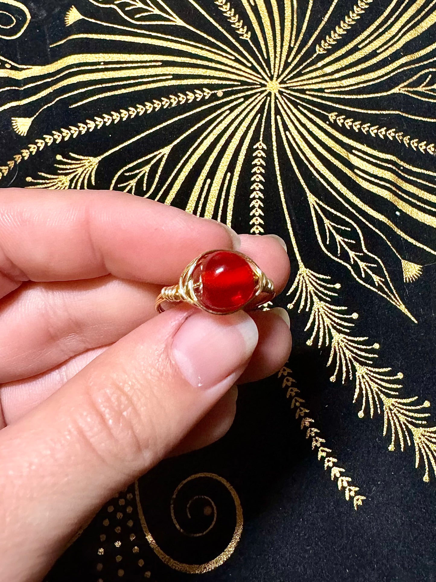 Red bead ring