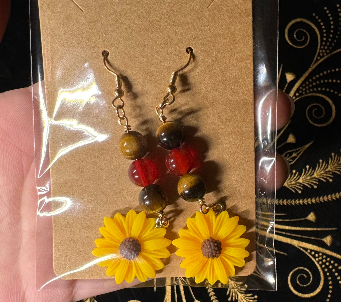 Sunflower charm earrings