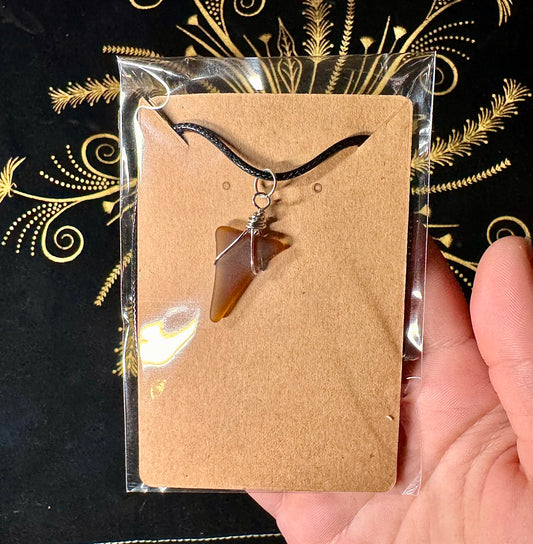 Brown sea glass necklace