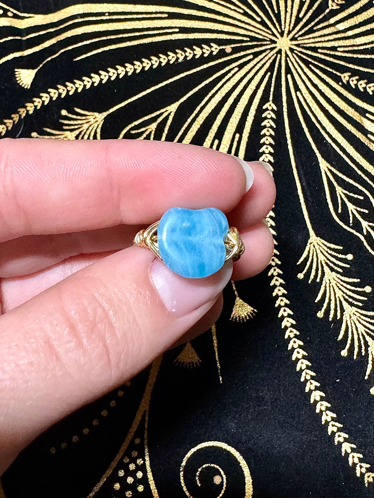 Blue bead ring