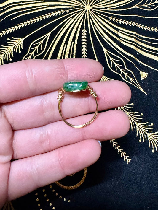 Green bead ring