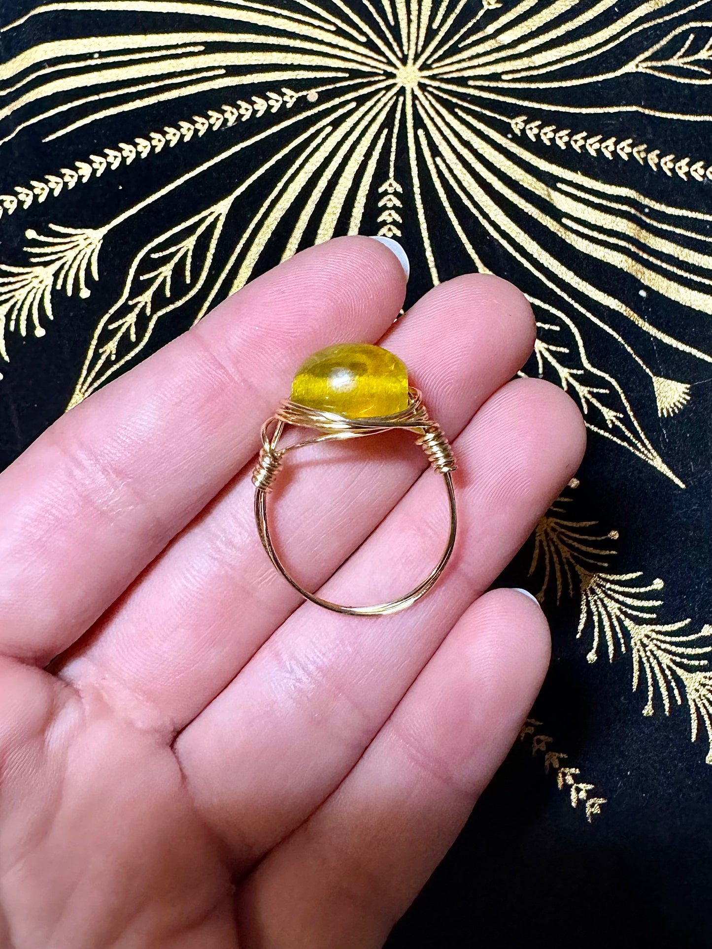 Clear yellow bead ring