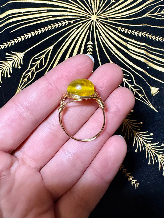 Clear yellow bead ring