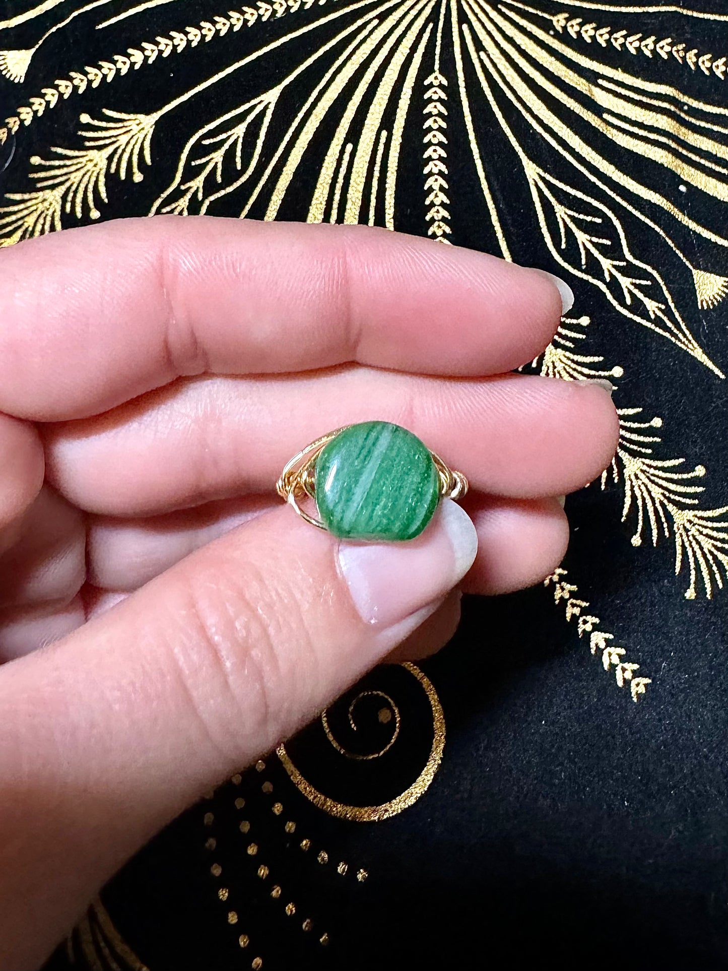 Green bead ring