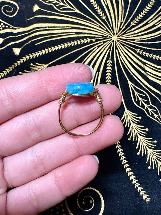 Blue bead ring