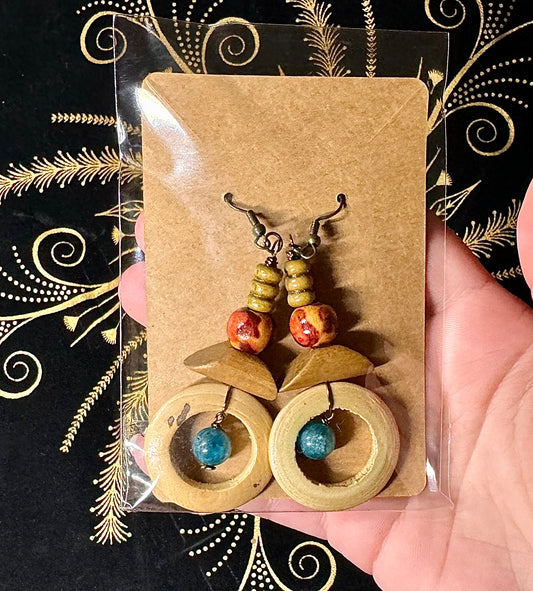 Wood bead earrings