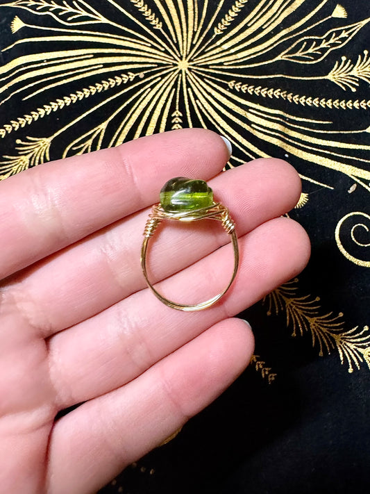 Clear green bead ring