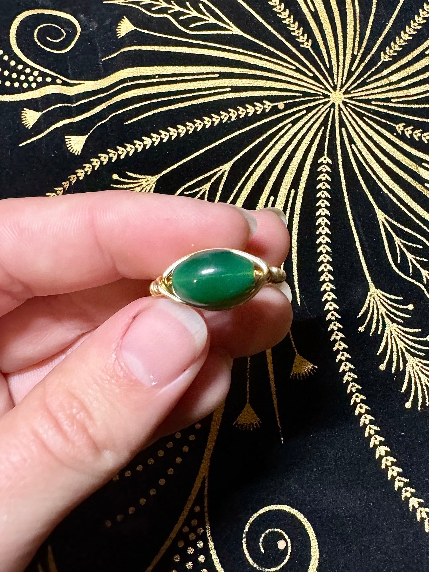 Dark green bead ring