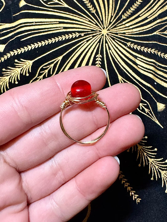 Red bead ring