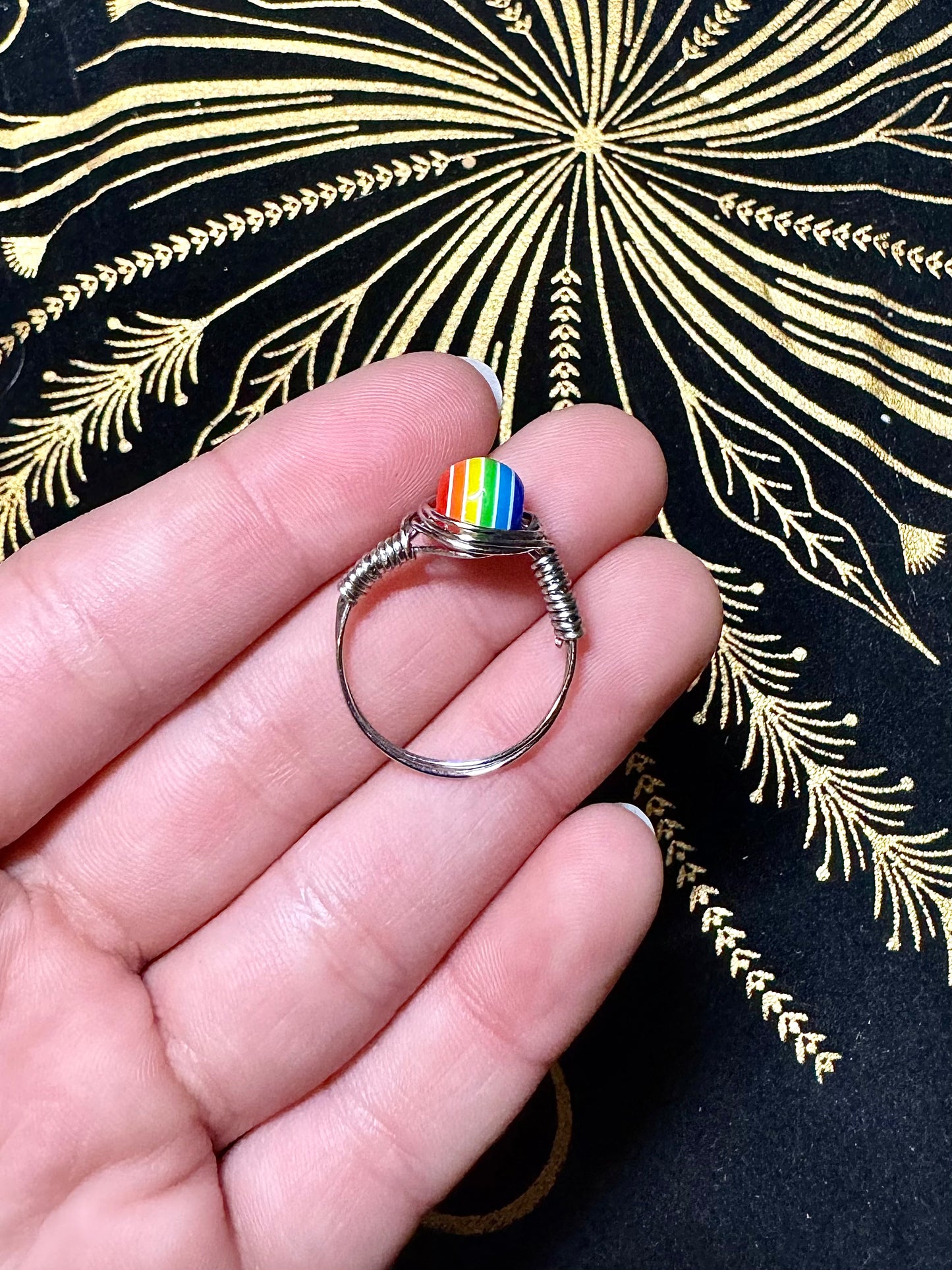 Rainbow bead ring