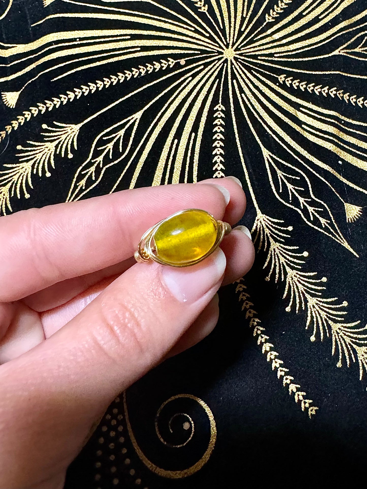 Clear yellow bead ring