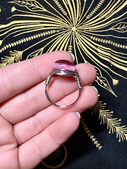 Clear pink bead ring